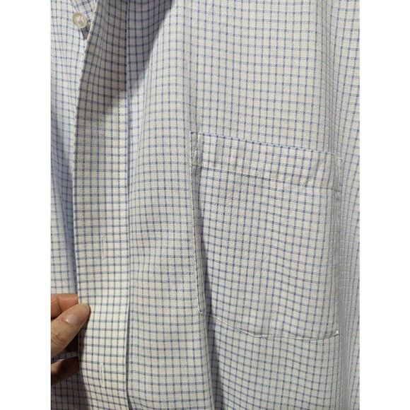 Donald J Trump Signature Collection Men 17 White Blue Button Front Shirt - Picture 5 of 6